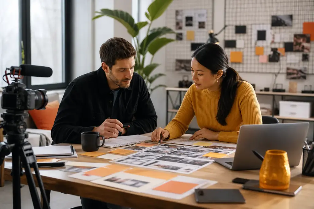 Editorial team producing a customer-focused content campaign