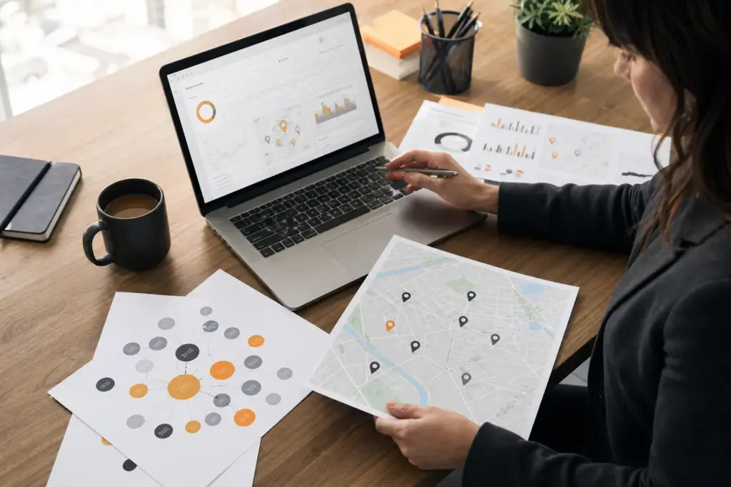 Local SEO analyst researching maps and search demand